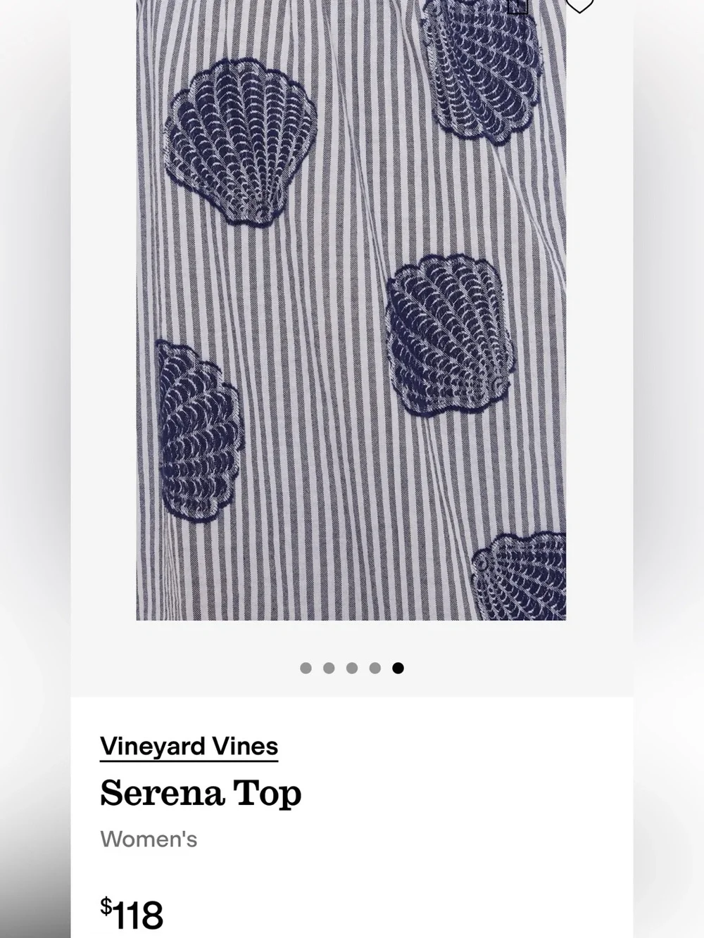 Vineyard Vines Navy Blue and White Dotted Stripe w/Seashell Embroidery | Large